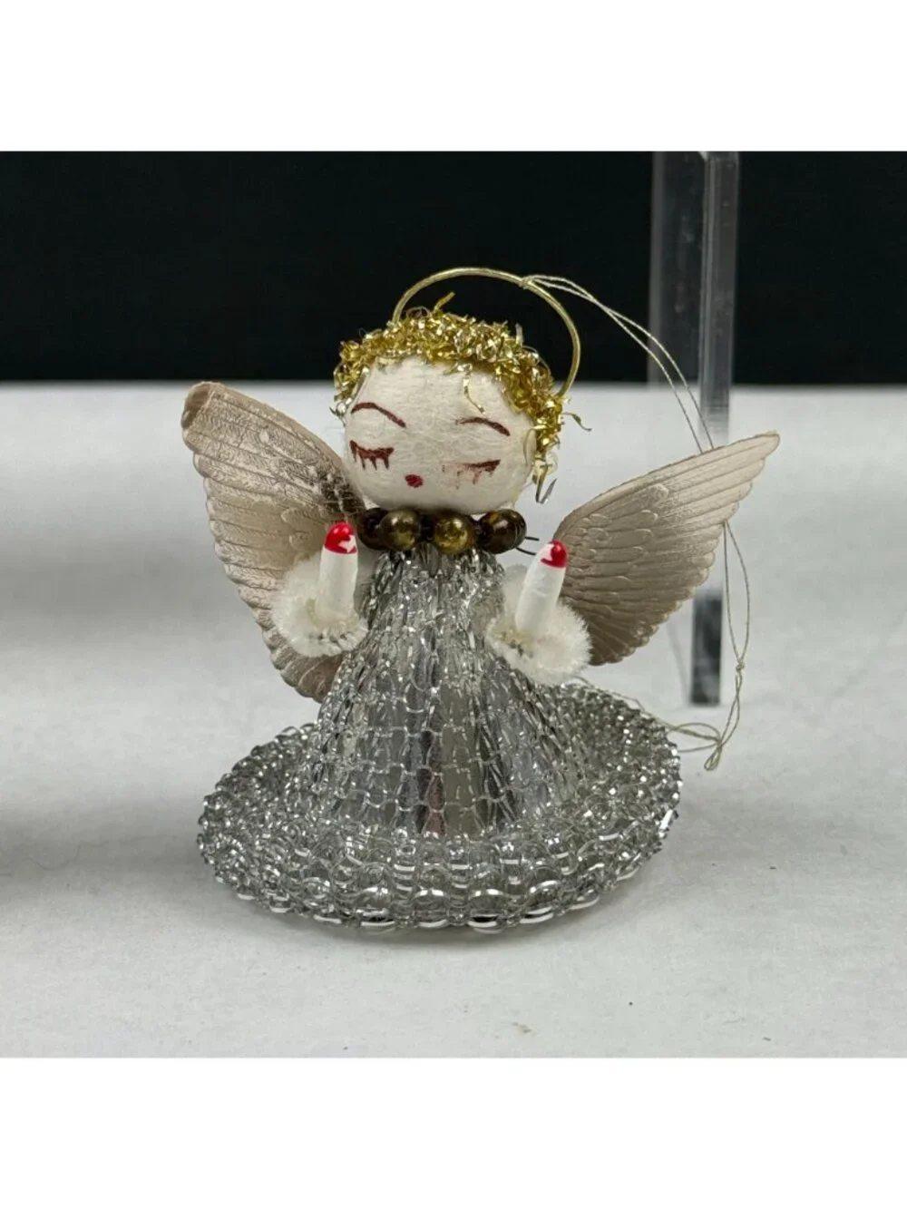 Vintage Putz Spun Cotton Mesh Christmas Angel Ornaments Lot Of 6